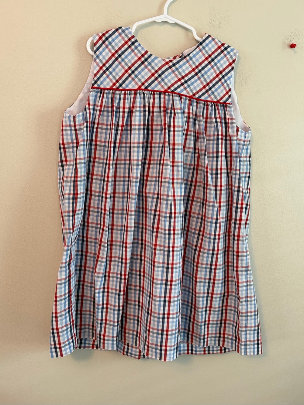 Little English Red, White & Blue Plaid Sleeveless Dress